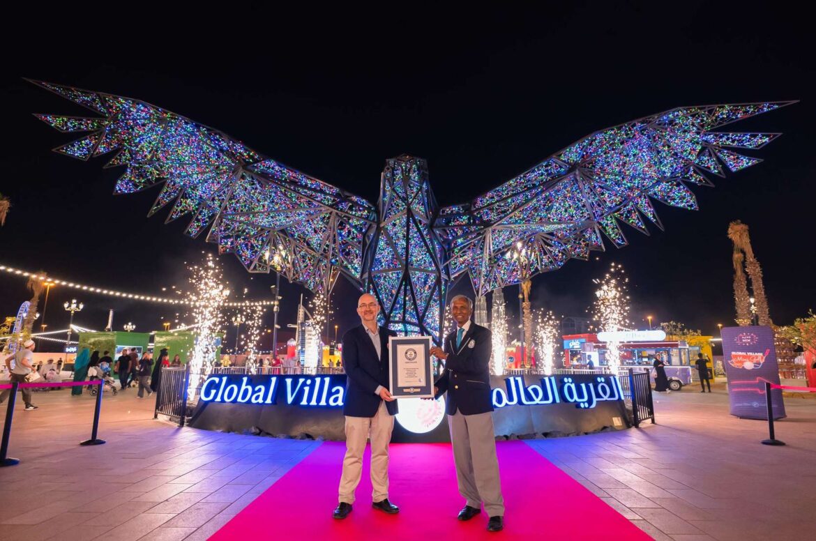 The largest illuminated steel sculpture of a bird in the world lands in Global Village